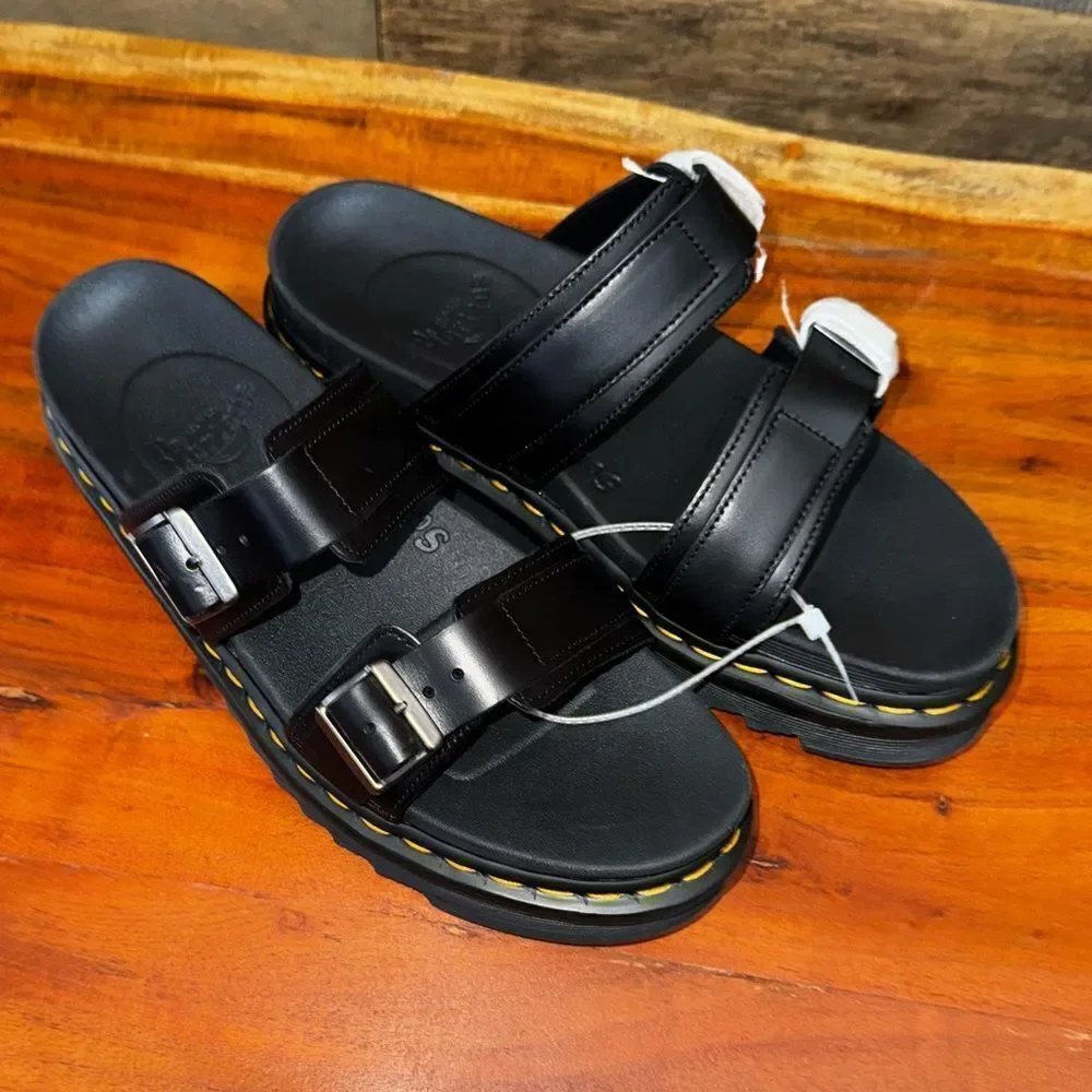 Dr. Martens MYLES BRANDO LEATHER BUCKLE SLIDE SANDALS new sz 10